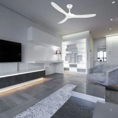 Destratificateur blanc dans un appartement moderne et design